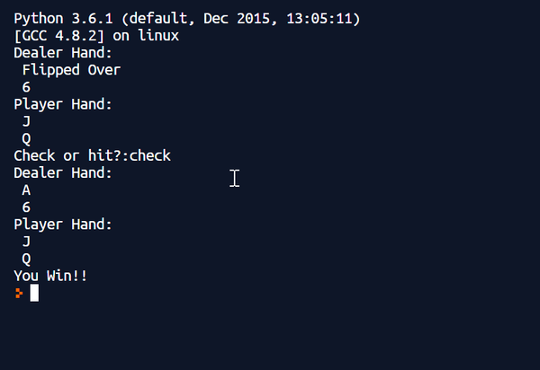 Python Command Line BlackJack Thumbnail.